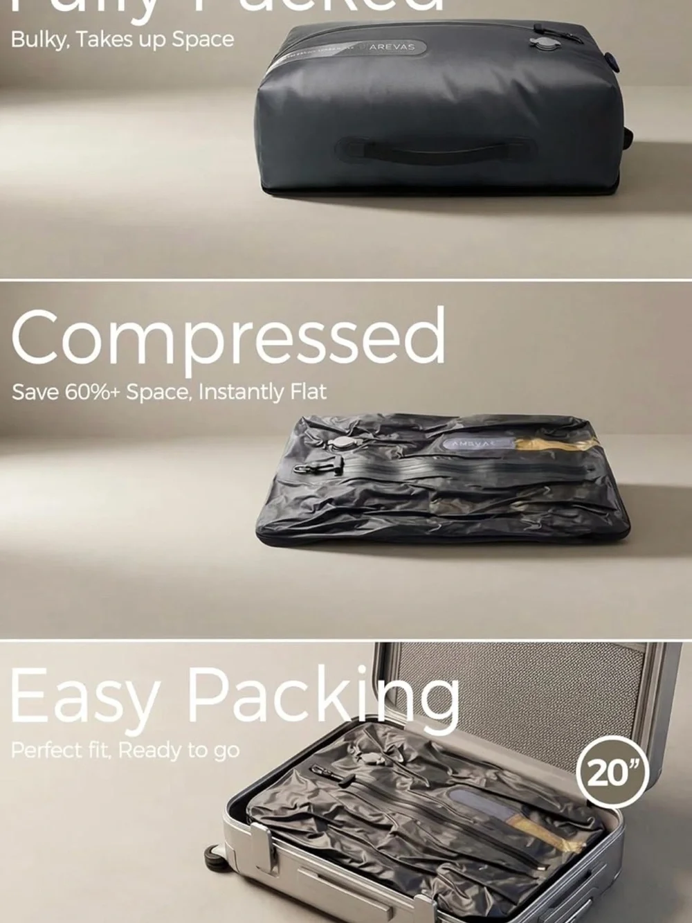 NEW - Vacuum Seal Bags for Travel w/Pump, 18L Compression Packing Cubes for Carr